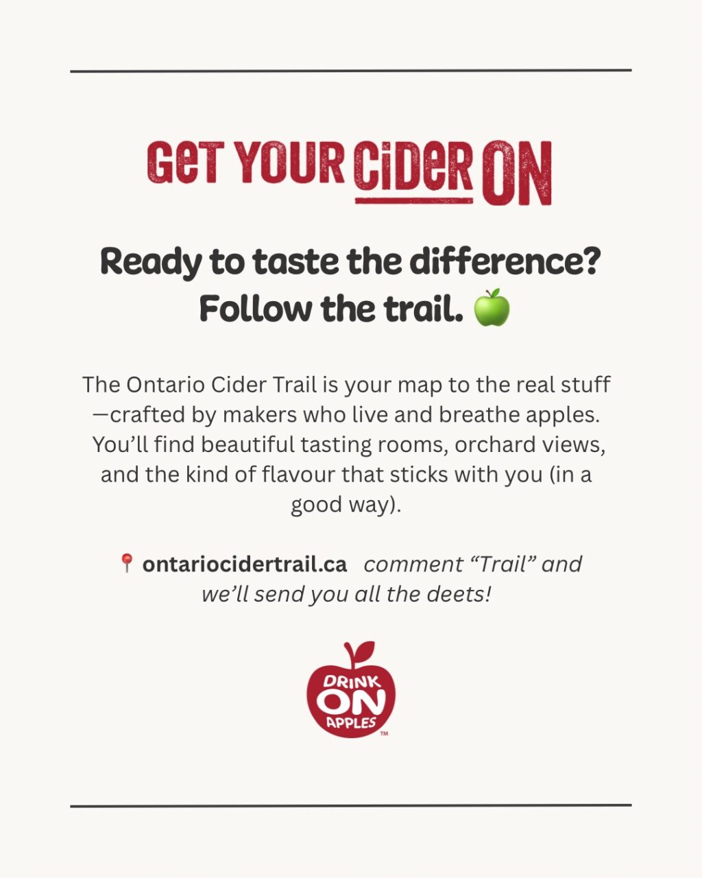 Instagram post from drinkontarioapples. This post is in position 14.