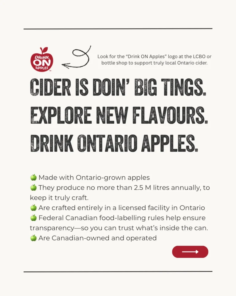 Instagram post from drinkontarioapples. This post is in position 7.